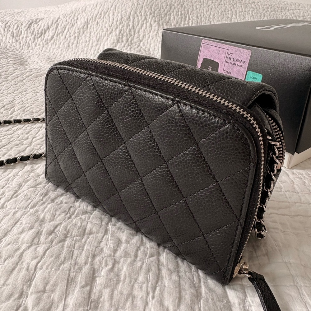 Chanel Black Caviar Mini Flap Wallet on Chain Crossbody SHW - Picture 8 of 14